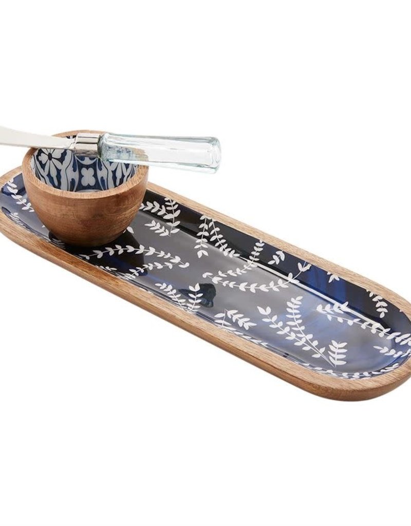 MUD PIE INDIGO ENAMEL DIP & TRAY SET