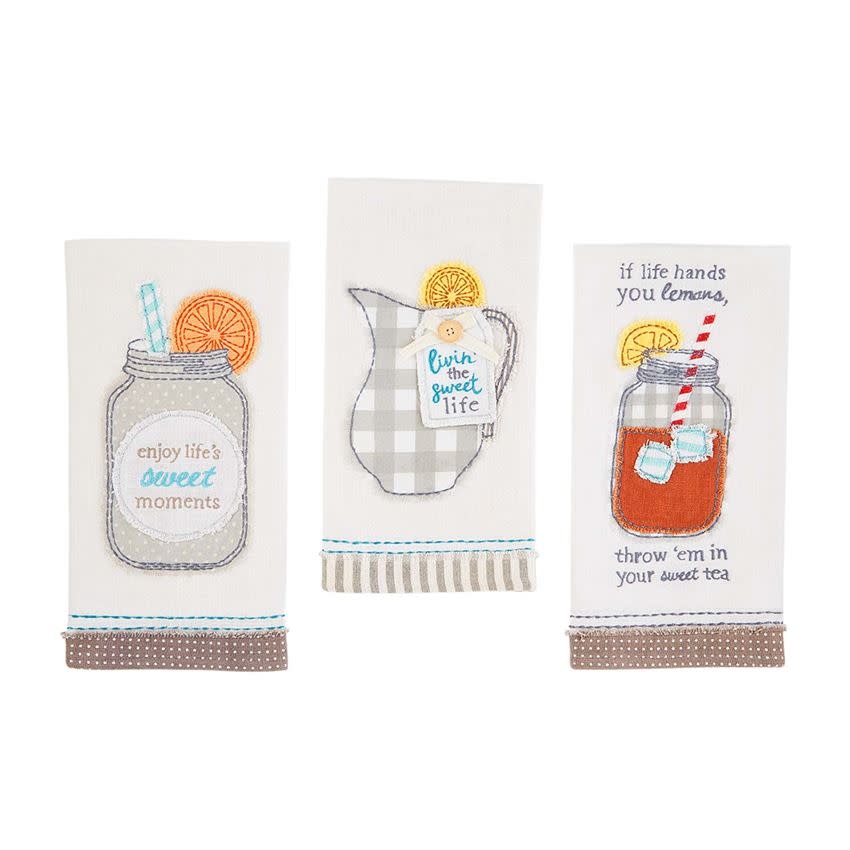 MUD PIE SWEET TEA APPLIQUE TOWELS MUD PIE SWEET TEA APPLIQUE TOWELS
