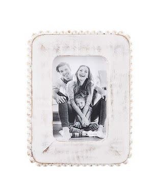 MUD PIE WHITE BEADED WOOD FRAME MUD PIE WHITE BEADED WOOD FRAME