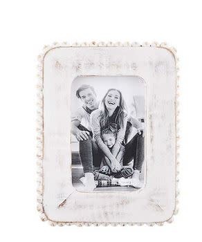 MUD PIE WHITE BEADED WOOD FRAME