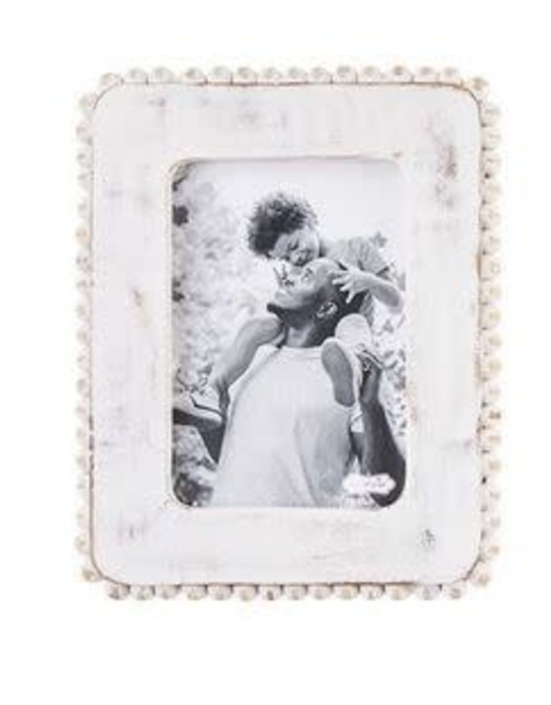 MUD PIE WHITE BEADED WOOD FRAME