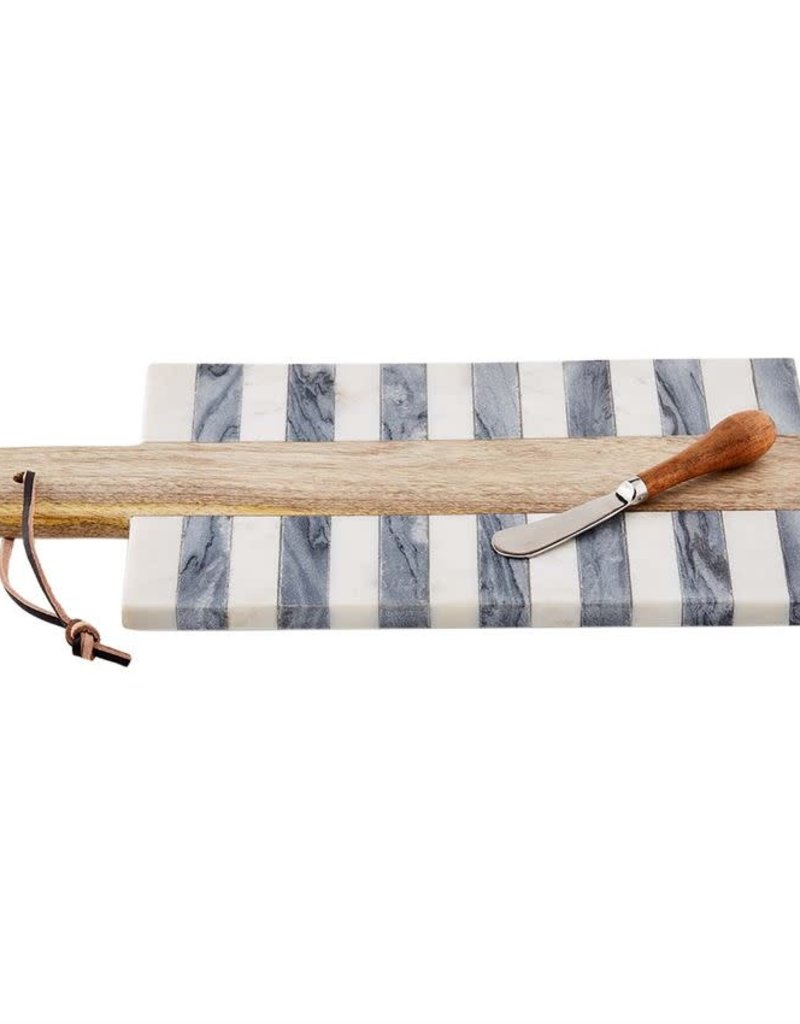 MUD PIE STRIPED MARBLE & WOOD BOARD SET
