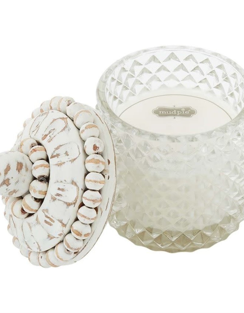 MUD PIE GLASS & BEADED WOOD CANDLES