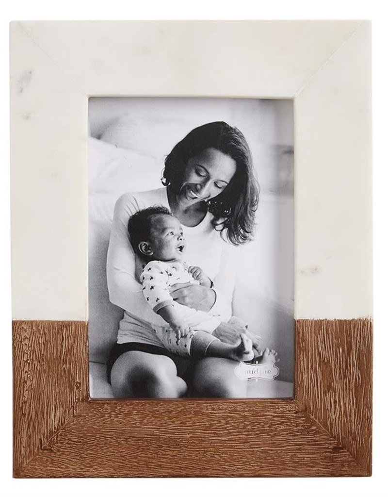 MUD PIE LARGE WOOD & MARBLE FRAME