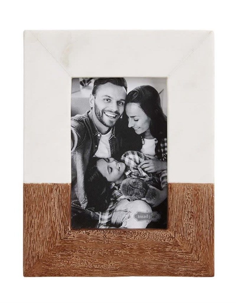 MUD PIE SMALL WOOD & MARBLE FRAME