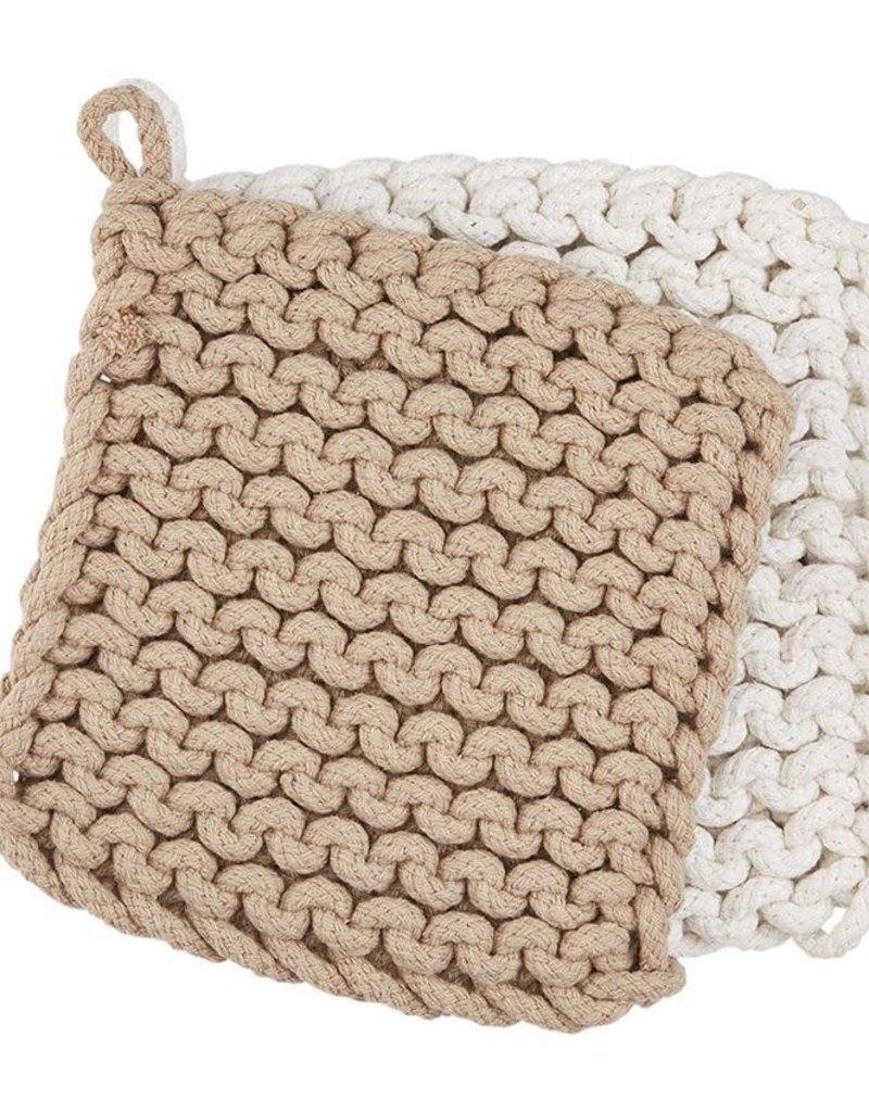 MUD PIE NEUTRAL CROCHET POT HOLDER SETS