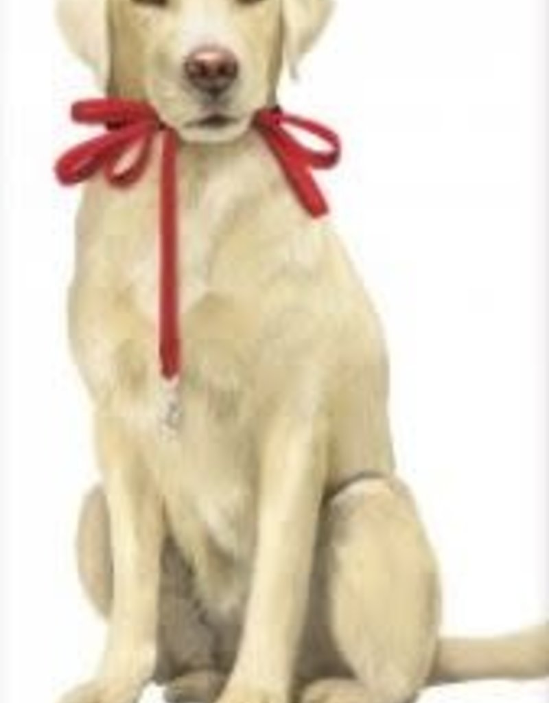 YELLOW LAB W/LEASH FLOUR SACK TOWEL