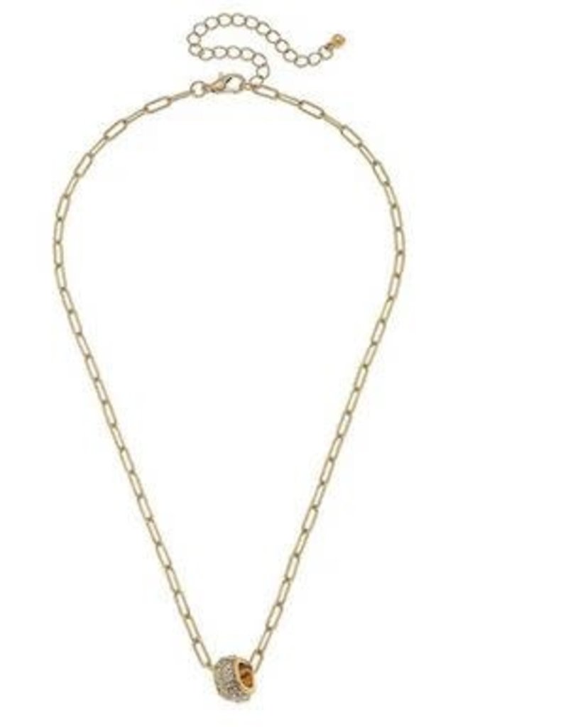 CANVAS CAROLINE PAVE BAUBLE NECKLACE IN WORN GOLD