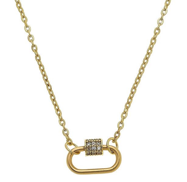 CANVAS LEELA MINI OVAL SCREW LOCK NECKLACE IN WORN GOLD CANVAS LEELA MINI OVAL SCREW LOCK NECKLACE IN WORN GOLD