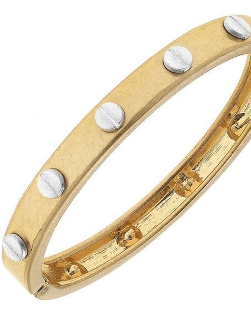 CANVAS ELLA HARDWARE HINGE BANGLE IN WORN GOLD