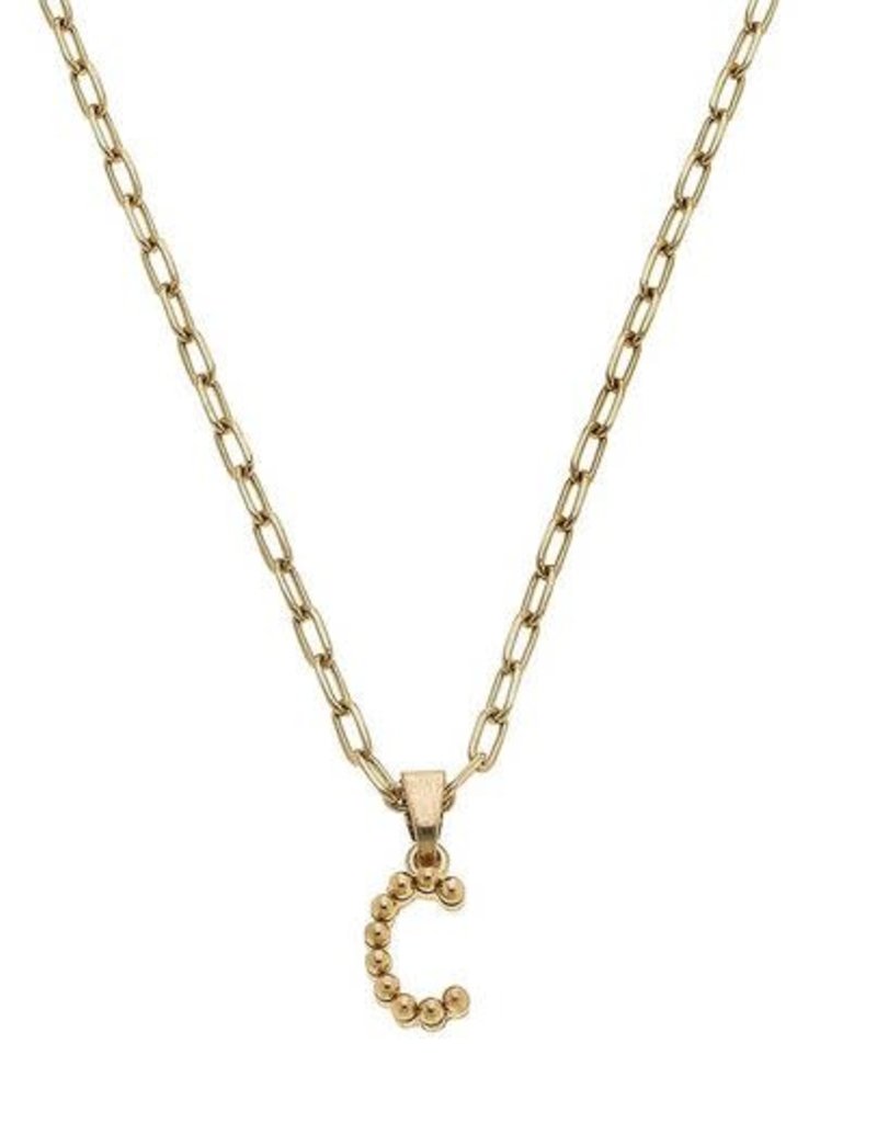 CANVAS LAYLA BEAD BALL INITIAL NECKLACES