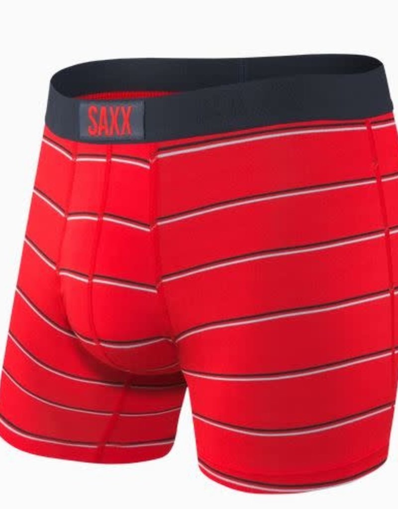 SAXX VIBE BOXER BRIEF- RED SHALLOW STRIPE