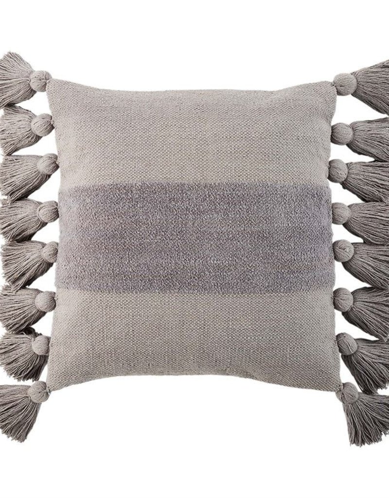 MUD PIE GRAY TASSEL PILLOW