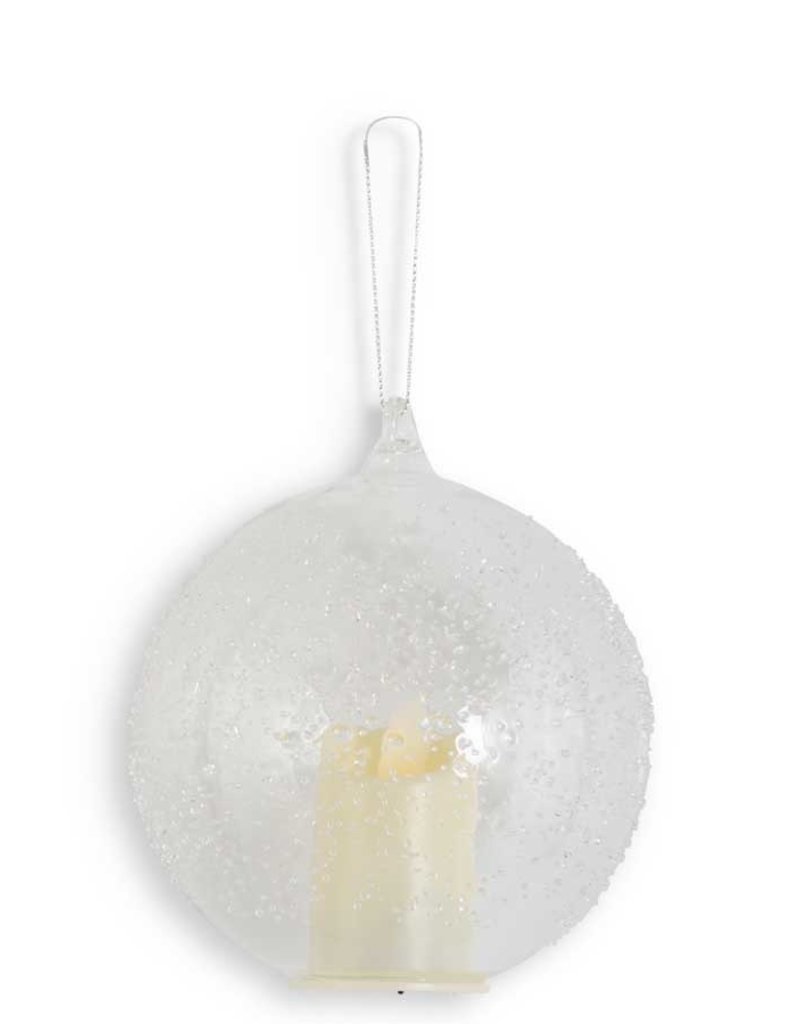 4.5" TEXTURED GLASS LED FLICKER ORNAMENT W/TIMER