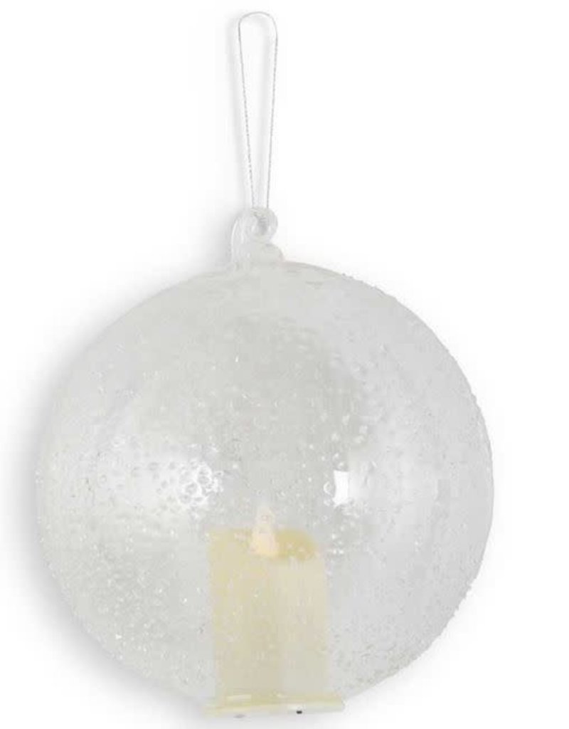 5.75" TEXTURED GLASS LED FLICKER ORNAMENT W/TIMER