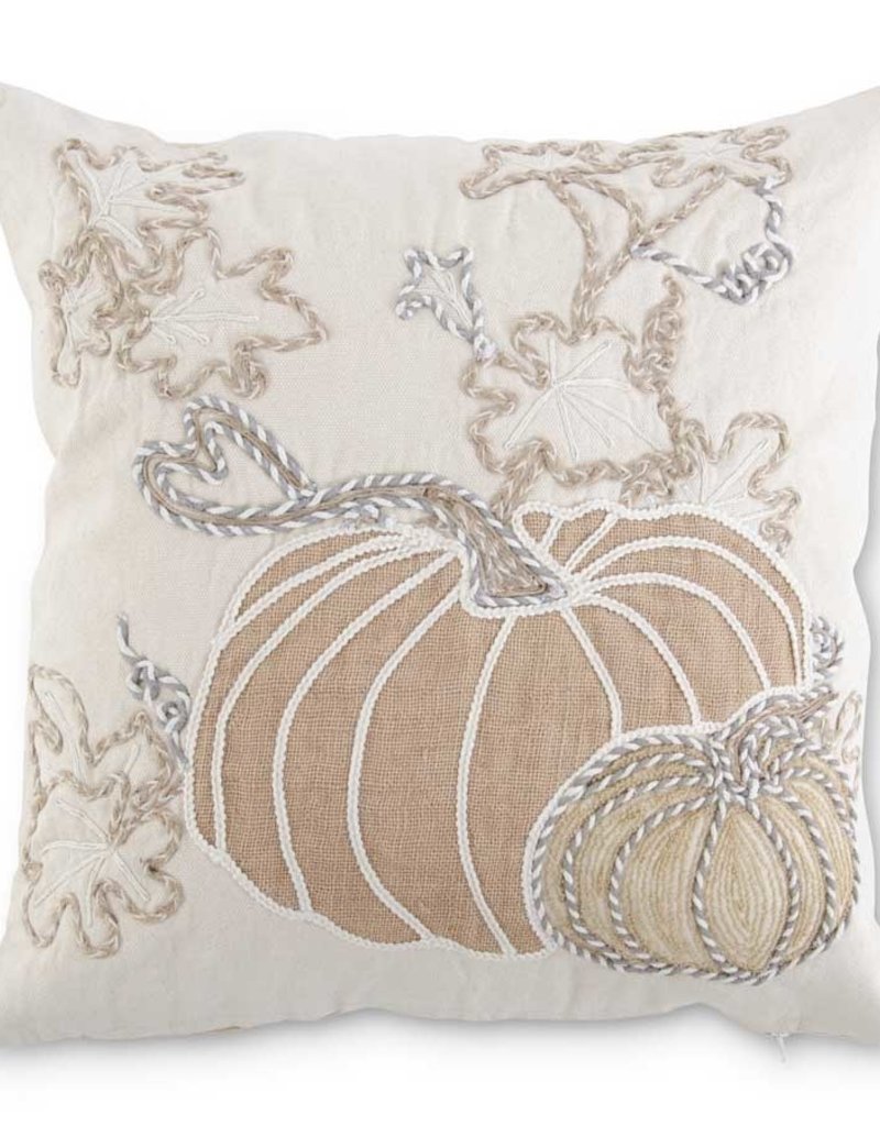 WHITE PUMPKIN EMBROIDERED PILLOW