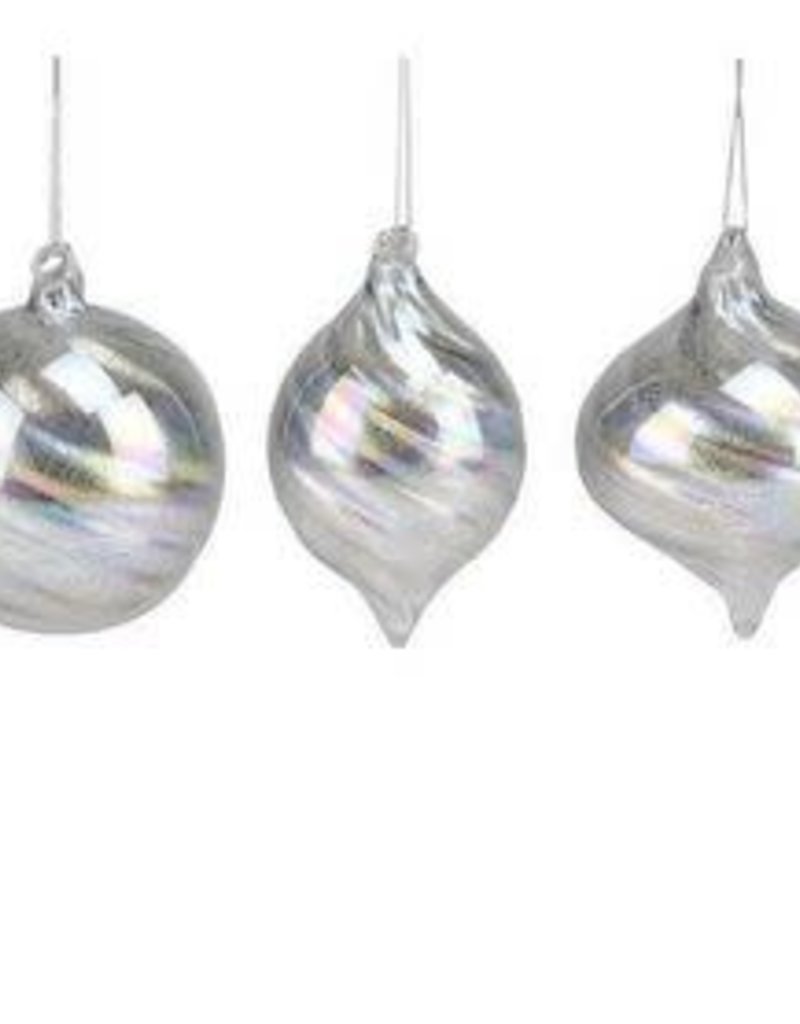 IRRIDESCENT SILVER BALL ORNAMENTS