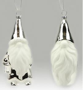 SILVER/WHITE GNOME ORNAMENTS SILVER/WHITE GNOME ORNAMENTS