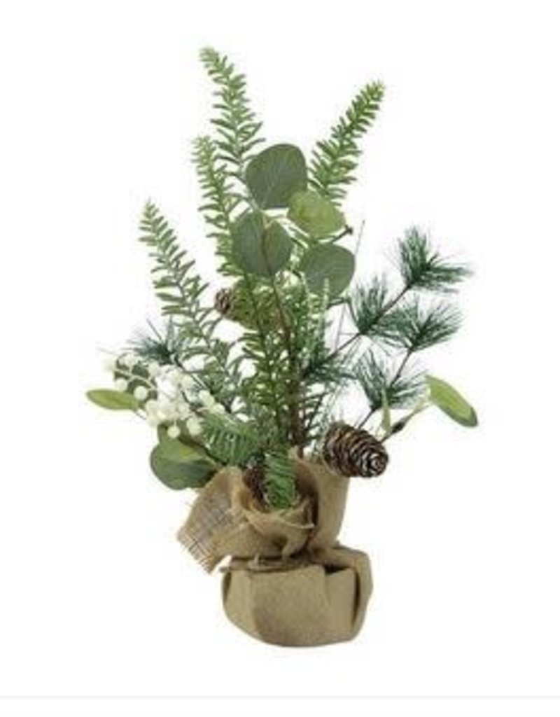 BERRY/PINE TREE W/BURLAP BASE