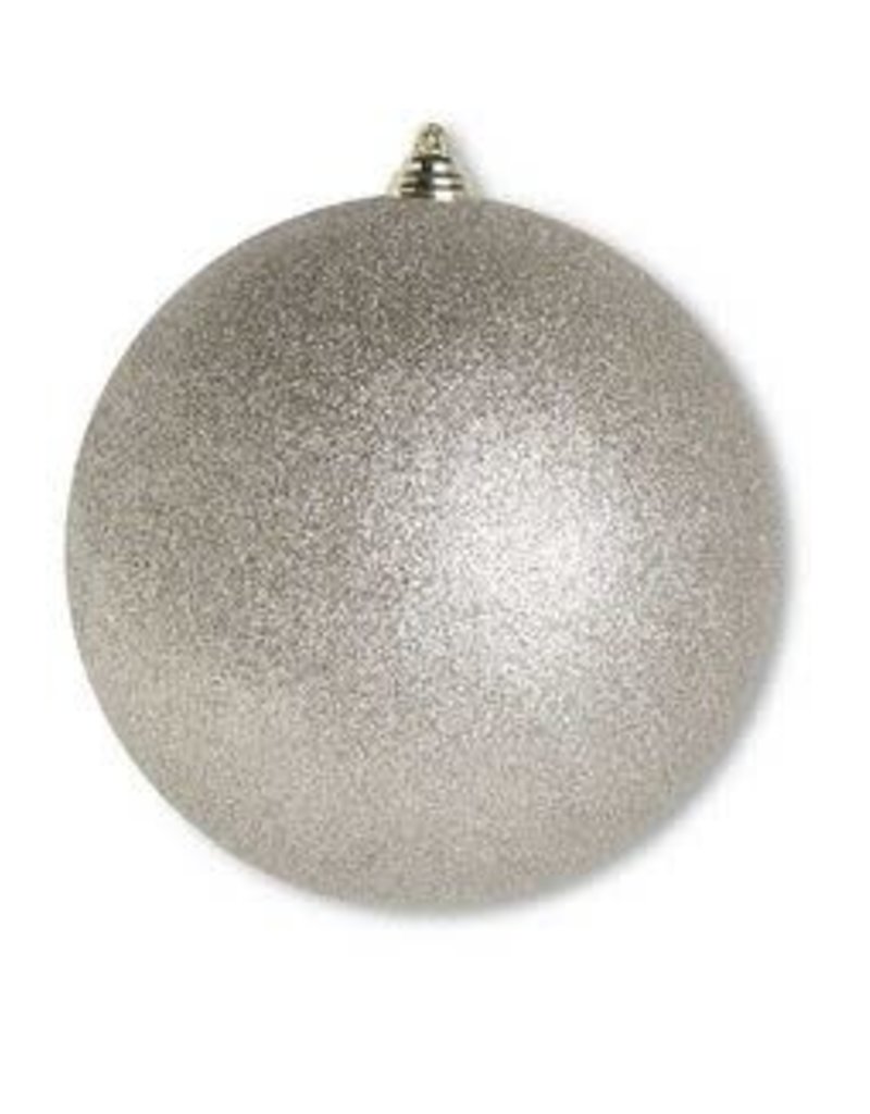 7.5 INCH CHAMPAGNE GLITTERED SHATTERPROOF ROUND ORNAMENT