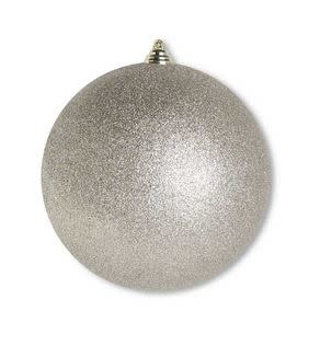 7.5 INCH CHAMPAGNE GLITTERED SHATTERPROOF ROUND ORNAMENT