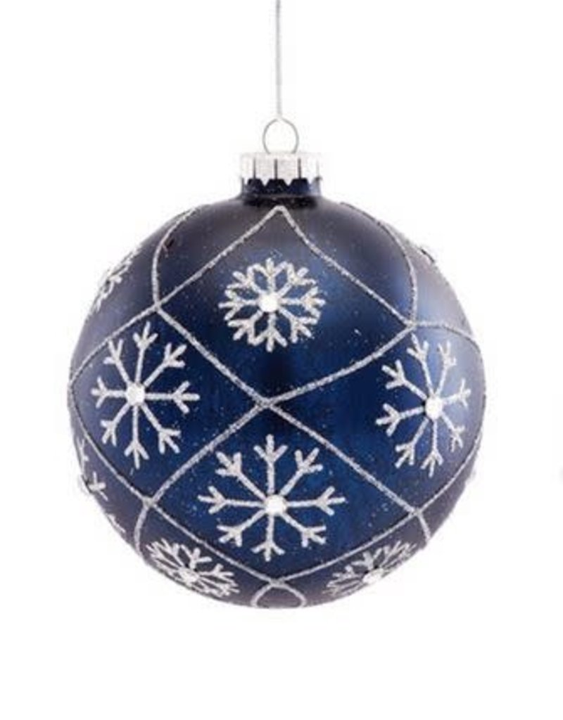 BLUE SNOWFLAKE GLASS ORNAMENTS