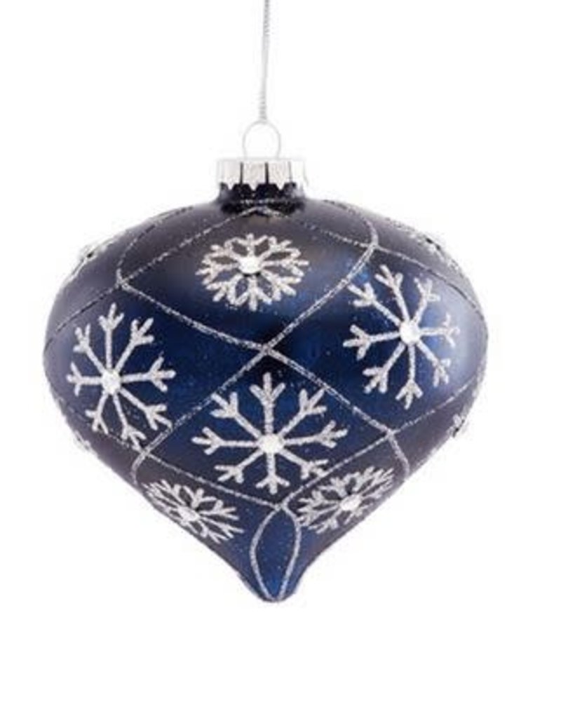 BLUE SNOWFLAKE GLASS ORNAMENTS