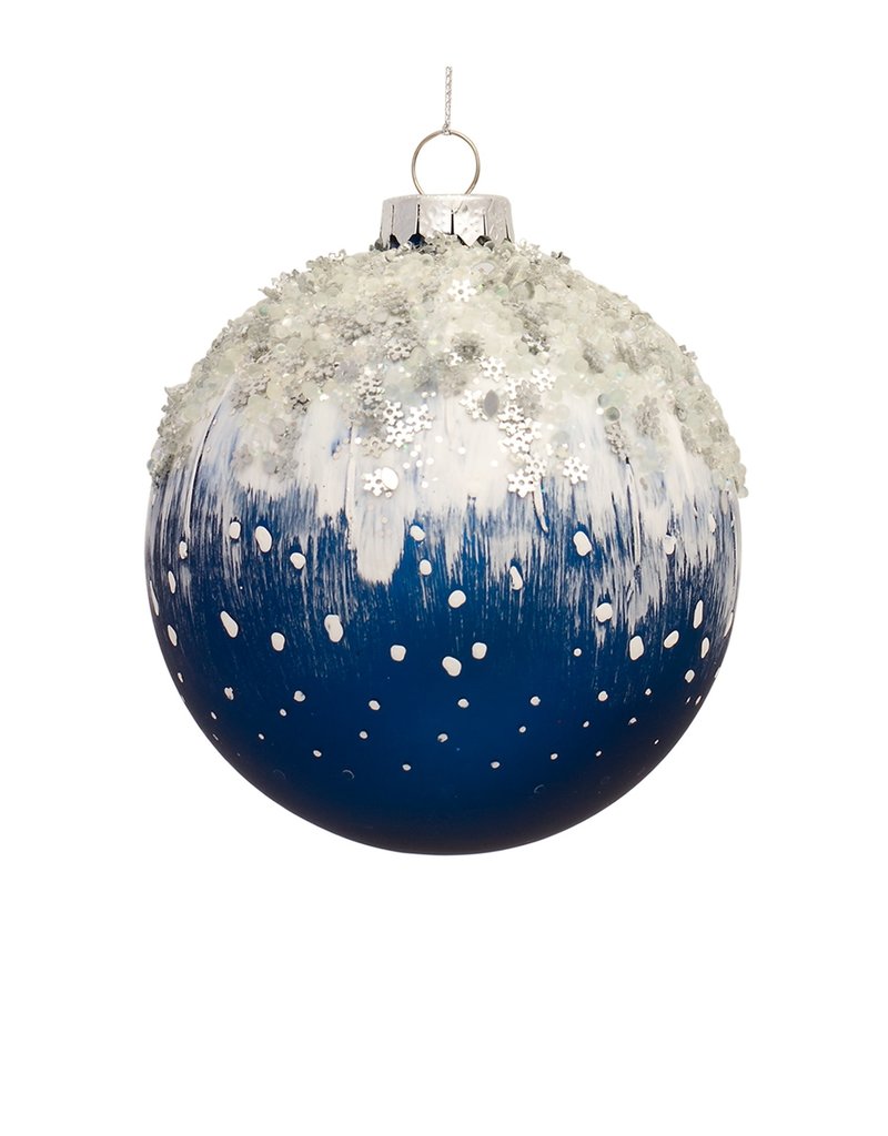 SNOWY BLUE GLASS ORNAMENTS