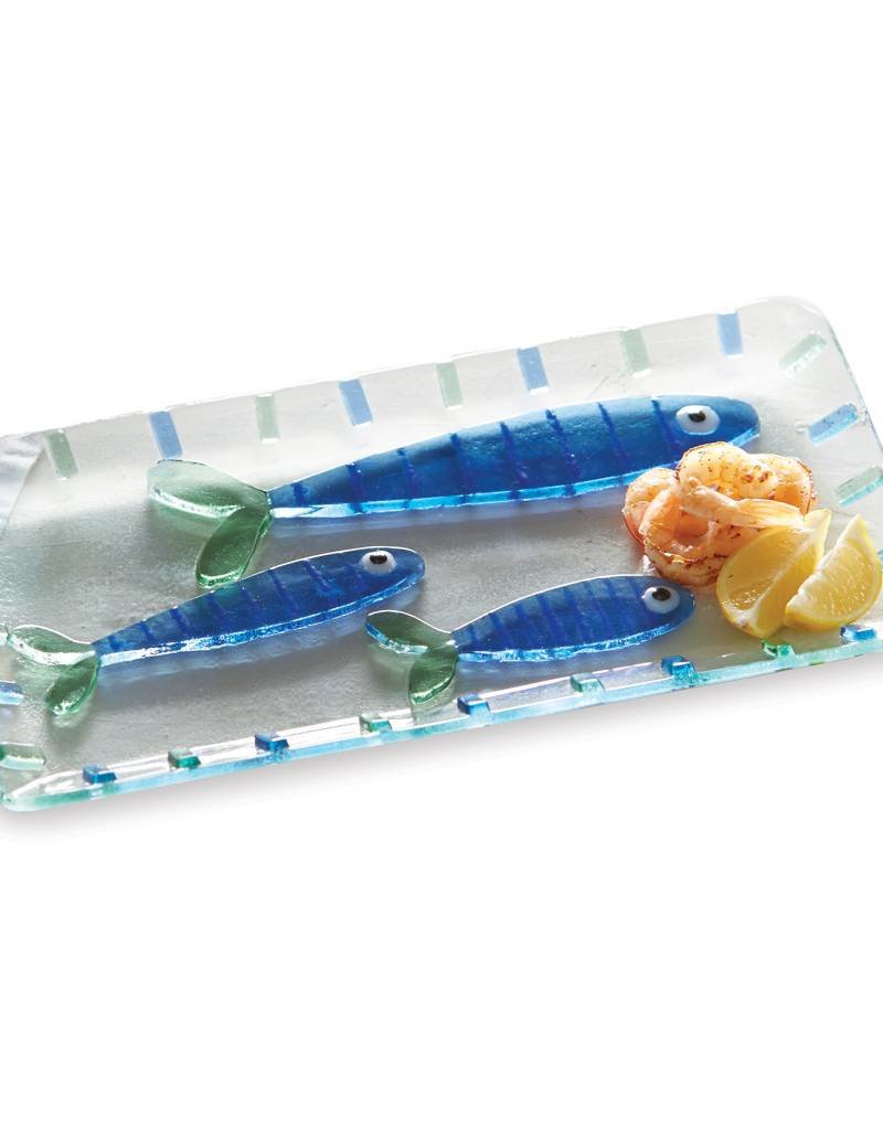 MUD PIE FUSED GLASS FISH HOSTESS TRAY