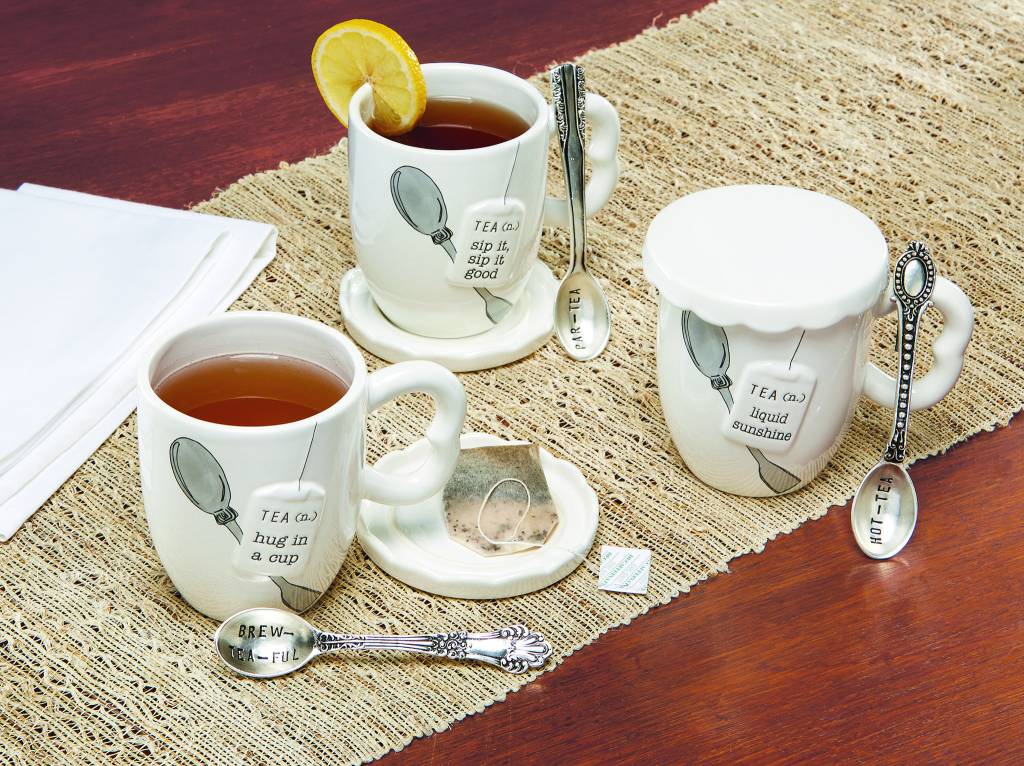 MUD PIE COVERED TEA MUG SET MUD PIE COVERED TEA MUG SET