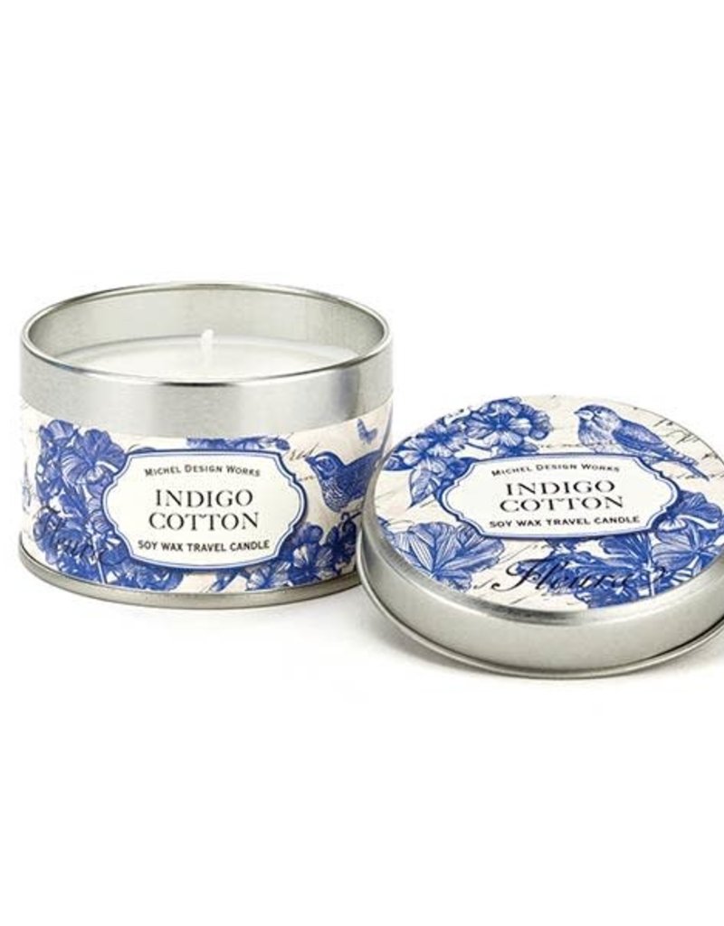 MICHEL DESIGN WORKS INDIGO COTTON TRAVEL CANDLE