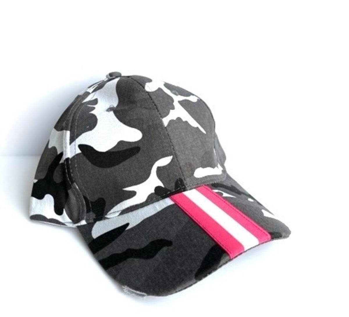 HAUTE SHORE HAUTE HAT-GRAY CAMO/HT PNK/WH STRIPE HAUTE SHORE HAUTE HAT-GRAY CAMO/HT PNK/WH STRIPE