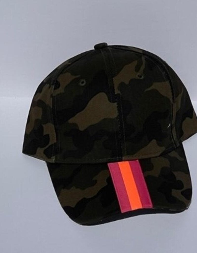 HAUTE SHORE HAUTE HAT-GREEN CAMO-PNK ORANGE STRIPE