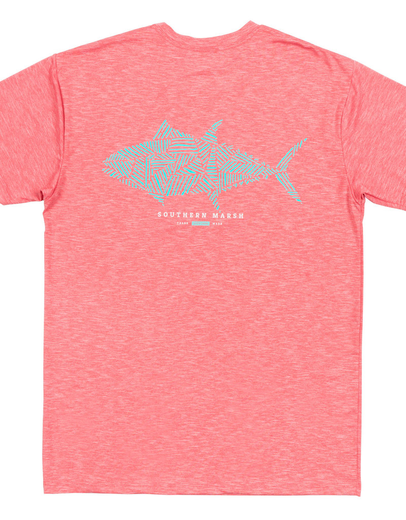 SOUTHERN MARSH FIELDTEC HEATHERED PERFORMANCE TEE-TUNA