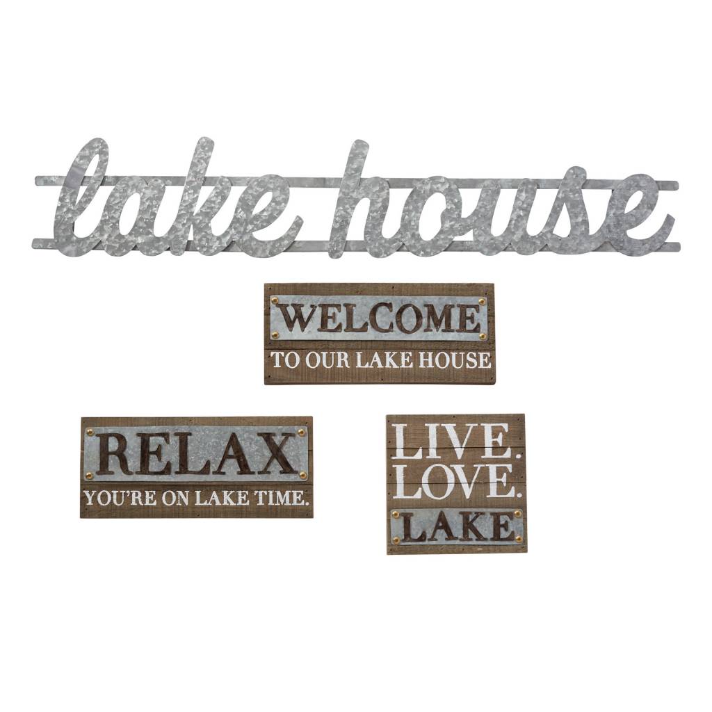 MUD PIE LAKE METAL AND WOOD SIGN MUD PIE LAKE METAL AND WOOD SIGN