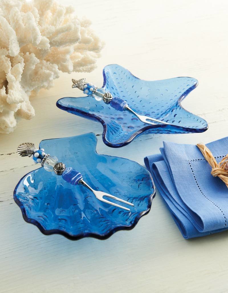 MUD PIE SEALIFE BLUE GLASS DIP BOWL SET