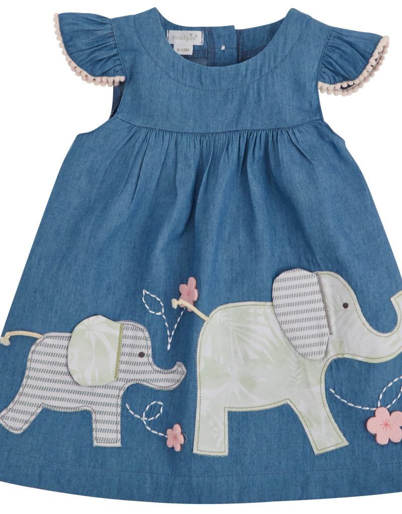 MUD PIE ELEPHANT CHAMBRAY DRESS