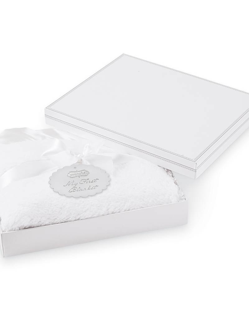 MUD PIE WHITE BOXED PLUSH BLANKET