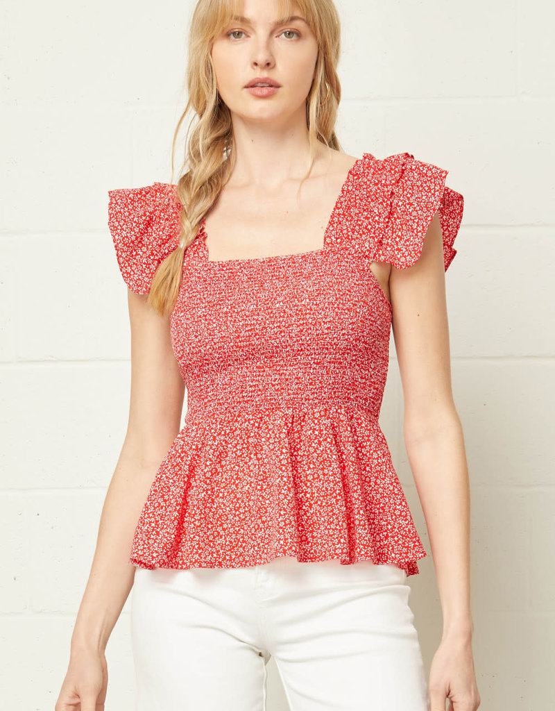 ENTRO Harper Smocked Sleeveless Top