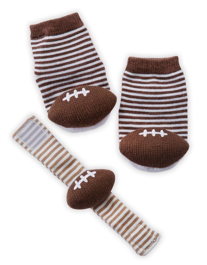 MUD PIE FOOTBALL WRIST RATTLE SOCK SET