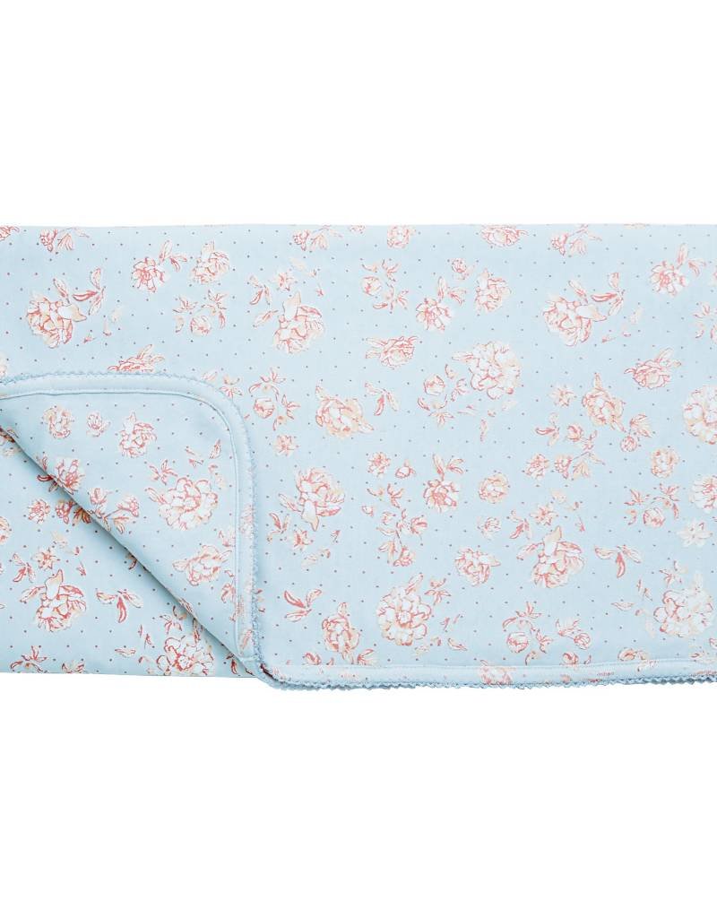 MUD PIE BLUE ROSE INTERLOCK BLANKET