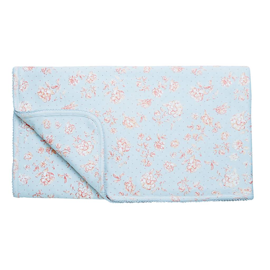 MUD PIE BLUE ROSE INTERLOCK BLANKET MUD PIE BLUE ROSE INTERLOCK BLANKET