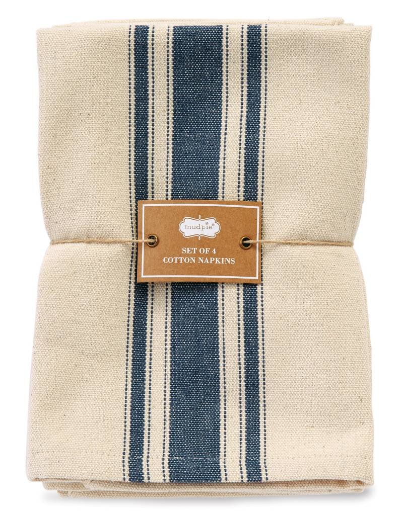 MUD PIE BLUE GRAINSACK NAPKIN SET