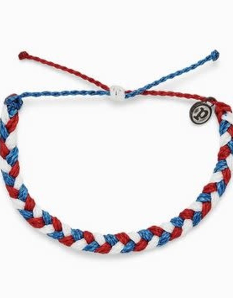 PURAVIDA LARGE MULTI BRAIDED BRACELET-RED WHITE BLUE