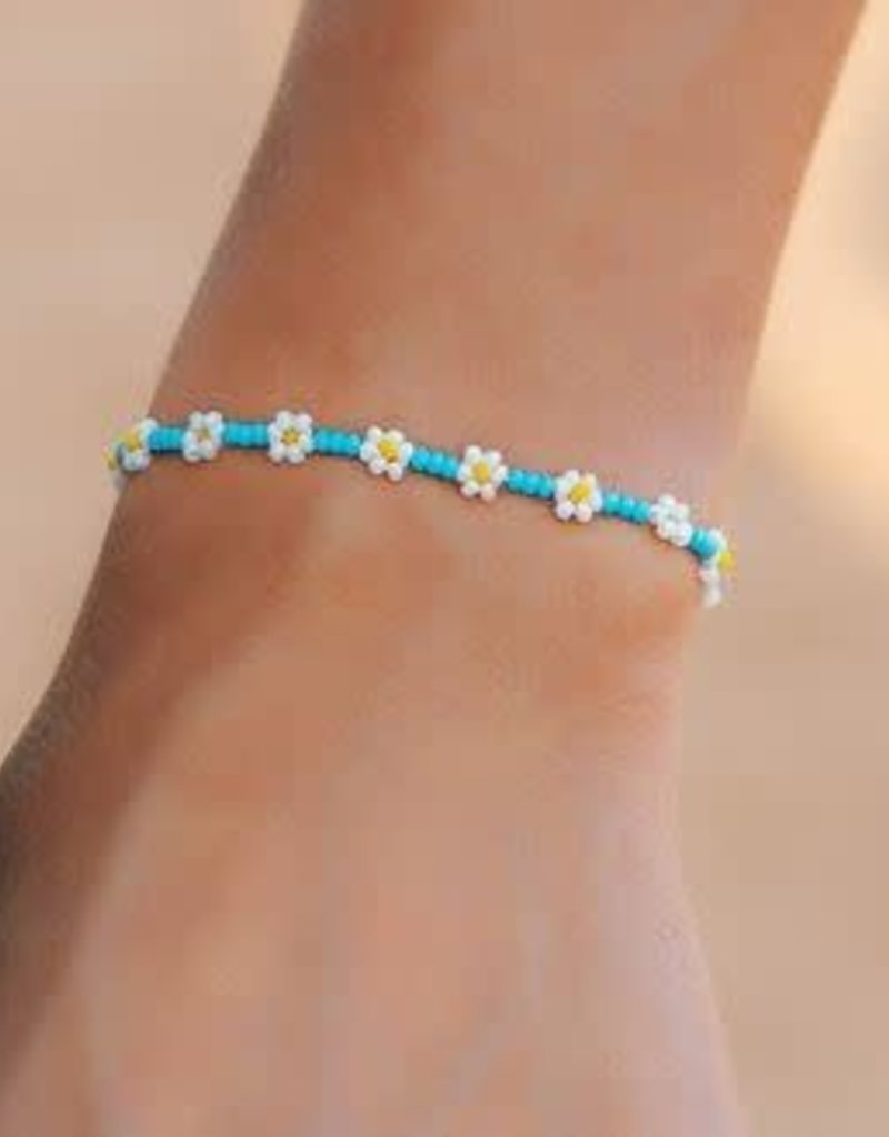 PURAVIDA FLOWER SEED BEAD BRACELET-DAISY