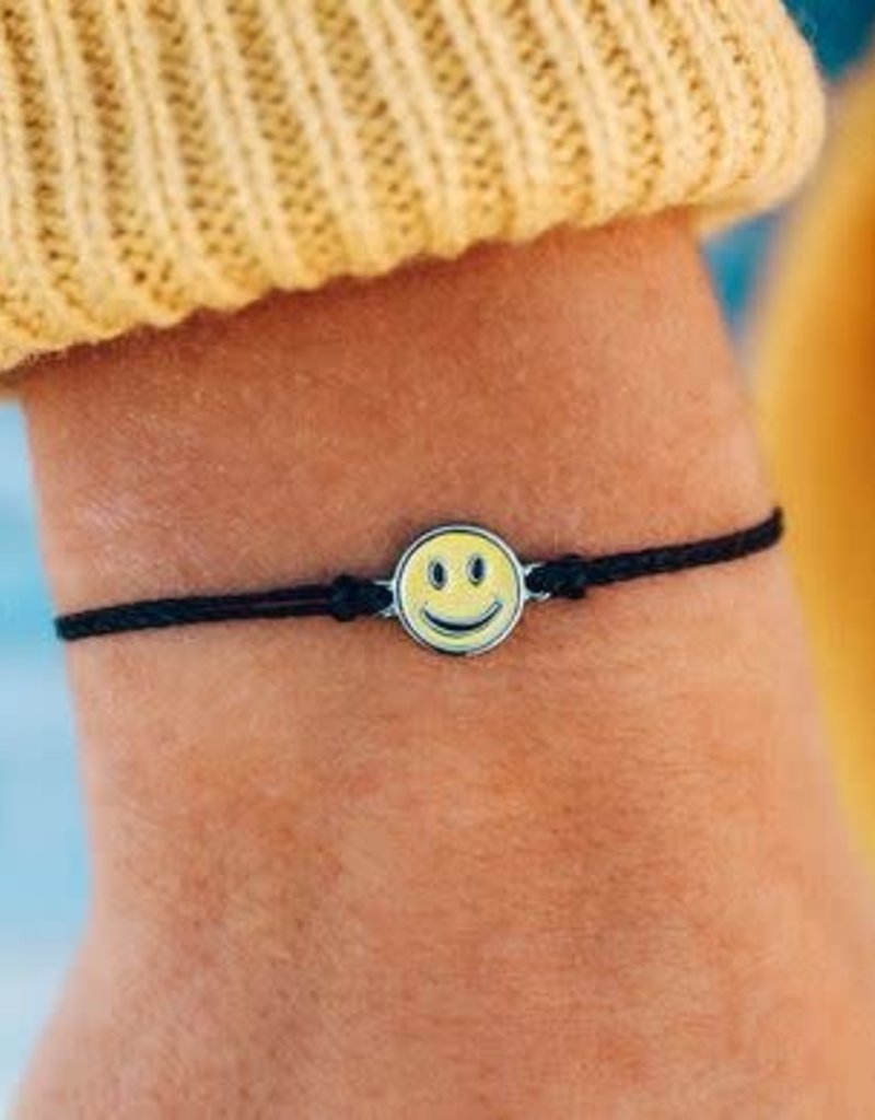 PURAVIDA ENAMEL HAPPY FACE BRACELET- BLACK