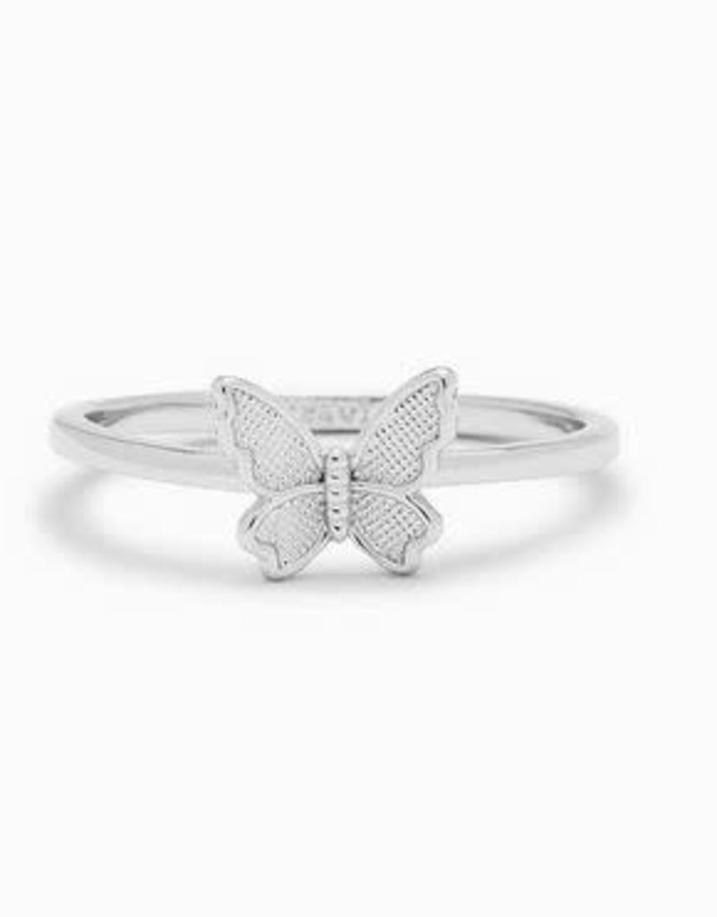 PURAVIDA BUTTERFLY IN FLIGHT RING-SILVER