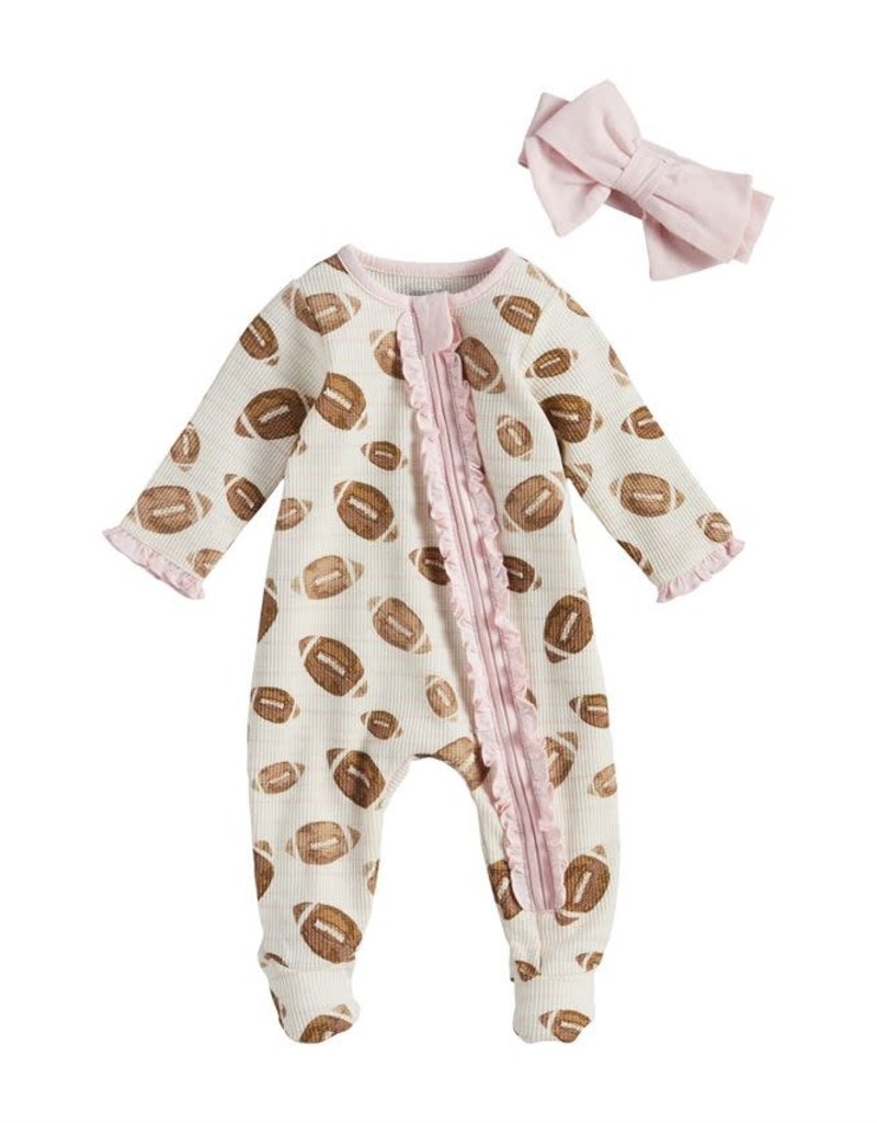 MUD PIE FOOTBALL SLEEPER & HEADBAND SET