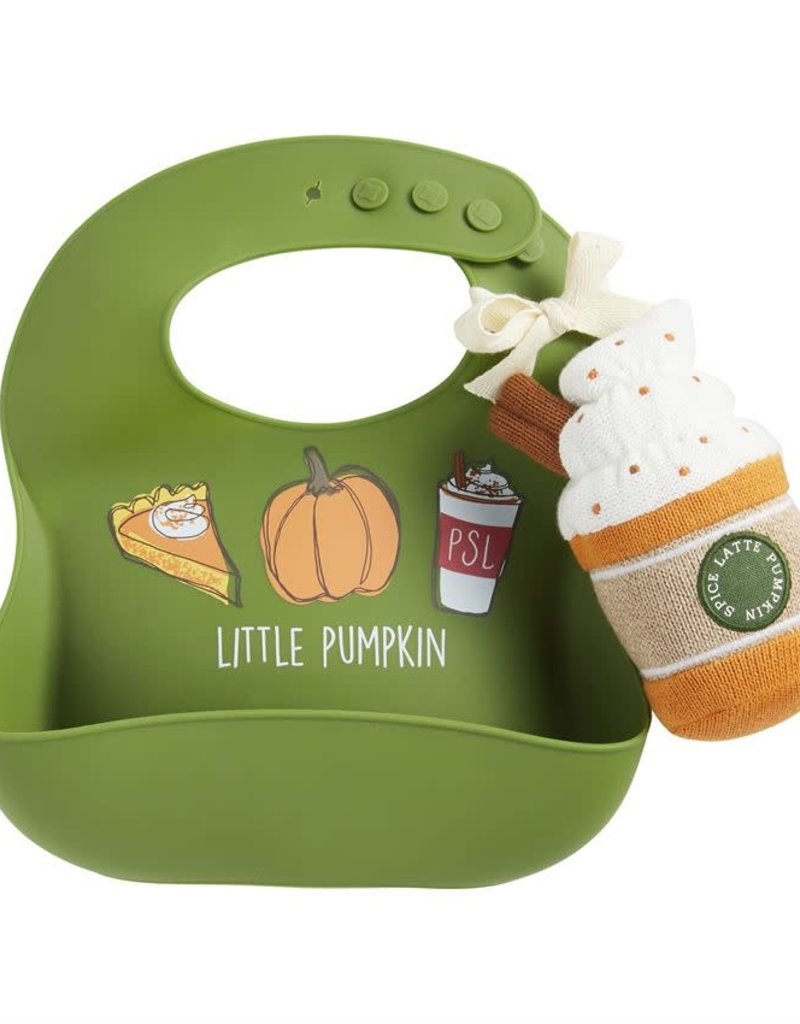 MUD PIE PUMPKIN SPICE BIB AND RATTLE WET