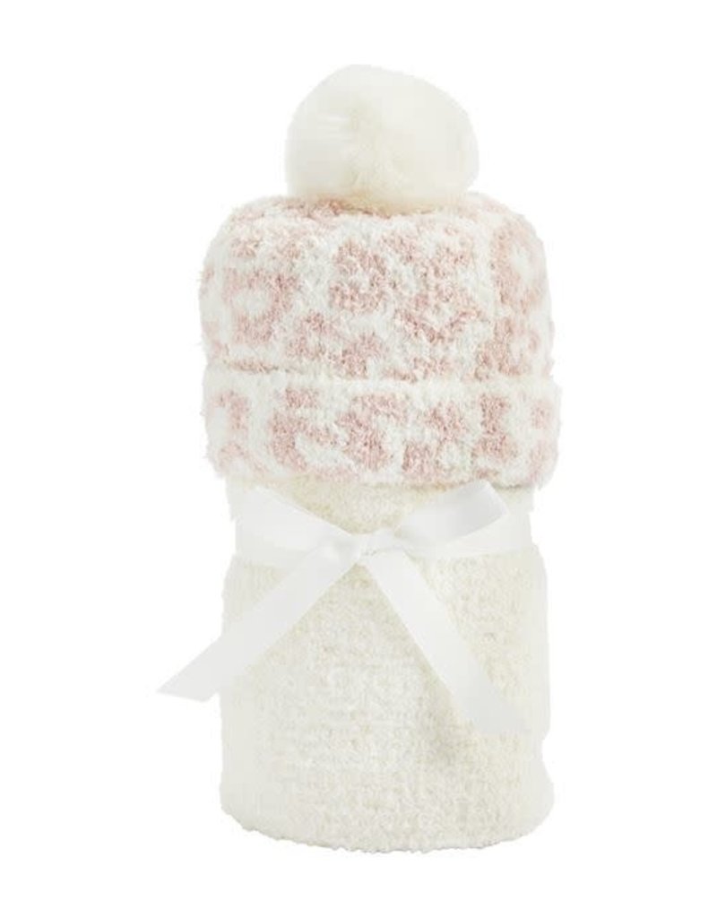 MUD PIE LEOPARD HAT & BLANKET SET